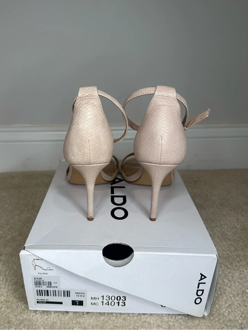 Aldo Cream Nude Open-Toe Ankle-Strap Heels
